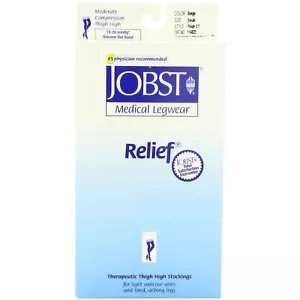 Jobst Relief Thigh High Silicone Top Band OPEN Toe 15-20 Compression Beige - Picture 1 of 1