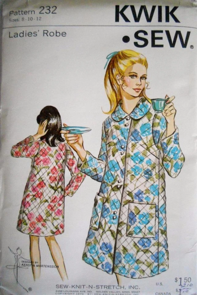 KWIK SEW Pattern 232 LADIES' QUILTED NYLON ROBE UNCUT SZ 8-10-12 - Image 1 of 1