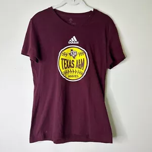 Texas A&M T-shirt Women M Maroon Adidas Aggies Team Vneck Graphic Tee Sports Fan - Picture 1 of 4