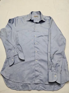 Canali Shirt Mens Large Blue Made in Italy Dress Button Up Long Sleeve Formal - Picture 1 of 17
