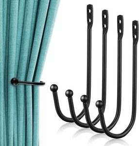 4 PCS Black Curtain Tie Backs Decorative Drapery Holders for Wall, - Picture 1 of 7