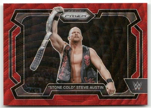 Topps WWE 2024 Prizm No. 14 "Stone Cold" Steve Austin Red Wave Prizm - Bild 1 von 2