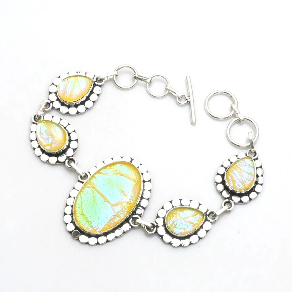 Pulsera étnica hecha a mano de piedras preciosas de ópalo triplete joyería 31 gms para mujer AB 21748 Foto 1 de 1