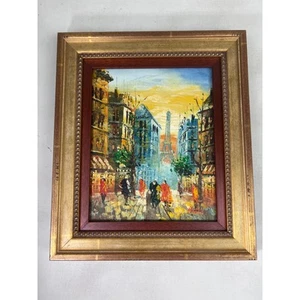 Paris Eiffel Tower Painting Framed Street Scene Impressionist Art - Picture 1 of 13