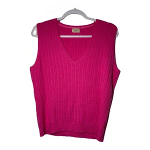 LL Bean Zopfmuster Pullover Damen rosa V-Ausschnitt Varsity Tennis Vorbereitung adrette Barbie - Bild 1 von 6