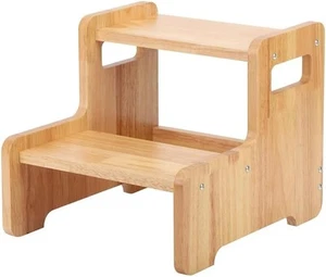 LMSNE Wooden 2 Step Stool with Handles, Natural Two for Kitchen... - Picture 1 of 5