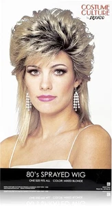 Womens 80s Sprayed Wig Costume Accessory, Mixed Blonde Color One Size Fits All - Picture 1 of 3