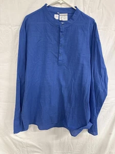 Herren Langarm Henley Hemd 4XL Blau 100% Baumwolle - Bild 1 von 5