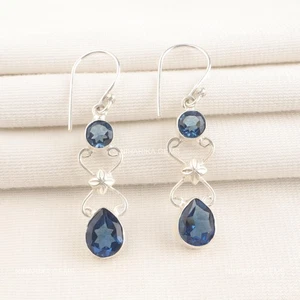 Pera London Topazio Blu Gemma Argento Sterling Moglie Stile Bohemien Pendenti - Foto 1 di 9