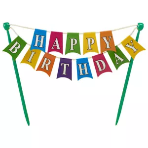 1 Happy Birthday Banner Sign Cake Topper Decoration Layon Party Bakery Baking - Picture 1 of 5