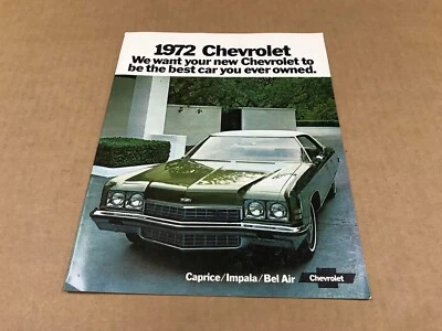 Folleto de catálogo de concesionarios Chevrolet 1972 vintage - Caprice/Impala/Bel Air Foto 1 de 4