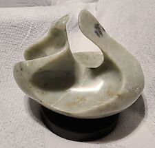 VINTAGE ABSTRACT FORM  MARBLE SCULPTURE & WOOD STAND Noguchi Inspired? Beautiful