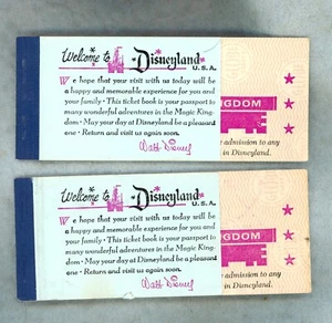 (2) 1960's~DISNEYLAND COURTESY GUEST TICKET BOOKS~5 ADVENTURES ~NO COVER~USED - Picture 1 of 3