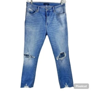 Pantalones de mezclilla ajustados destruidos apenas usados para hombre talla 32 32 NUEVOS - Imagen 1 de 8