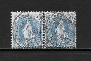 SUIZA SCOTT 94a USADO PAR FINO - 1901 25c EDICIÓN AZUL - HELVETIA - Imagen 1 de 2