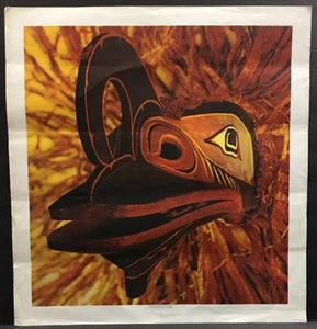 Vintage Litho Print Hamatsa Bird-Monster Kwakiutl N.W. Pacific 70’s Native Art - Picture 1 of 10