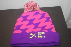 Nike Finish On Empty Beanie Cap Hat Adul OSFM Pink Purple removable pom pom - Picture 1 of 5