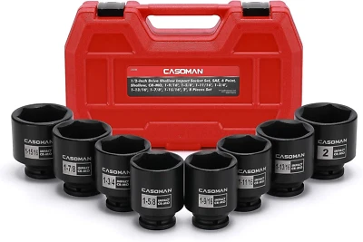 1/2-Inch Drive Shallow Spindle Axle Nut Impact Socket Set,1-9/16" to 2", 6-Point - Image 1 of 4
