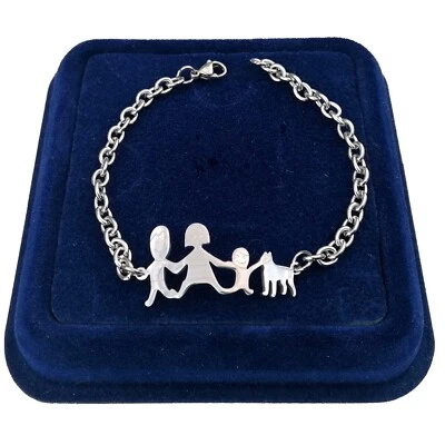 Bracciale Braccialetto Famiglia Acciaio Mamma Papà Figlio Maschio Cane M11 - Immagine 1 di 3