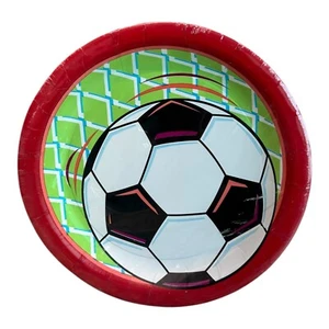 Vintage Soccer Dinner Plates 9 in. American Greetings DesignWare 8 Plates - Picture 1 of 2