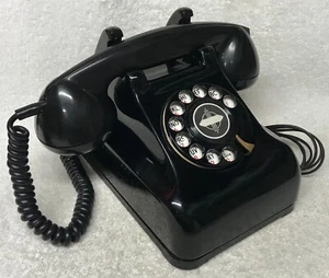 Vintage 1930s LEICH " Convertible " BLACK Bakelite Rotary Desk Table Telephone - Imagen 1 de 8