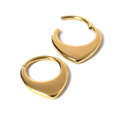 1pc Solid Titanium Flat Teardrop Hinged Segment Ring Septum Tear Drop Clicker - Image 1 of 4
