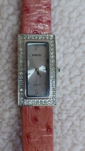 Rumours Ladies Quartz Watch Rectangle Silver Tone Pink Leather Band Need Battery - Picture 1 of 12