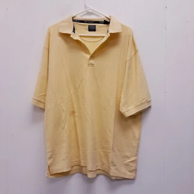 Haggar Golf Mens Polo Shirt XL Yellow quarter button short Sleeve  - Image 1 of 4