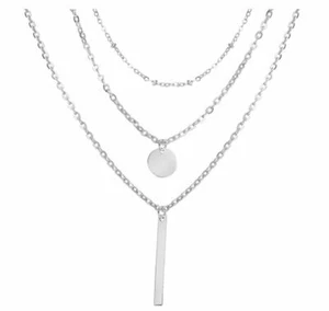 Collar plateado de triple cadena - Imagen 1 de 4