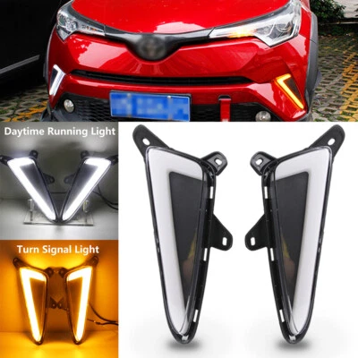 2X LED DRL Daytime Running Turn Signal Fog Light for Toyota C-HR CHR XLE 16-19 — 第 1/4 张图片