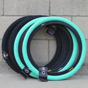 PAIR OF PRIMO BMX BIKE 555C 20 X 2.45" BICYCLE TIRES BLACK TEAL CONNOR KEATING - Picture 1 of 5