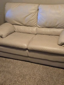 tan faux leather loveseat excellent condition barely used - Picture 1 of 2