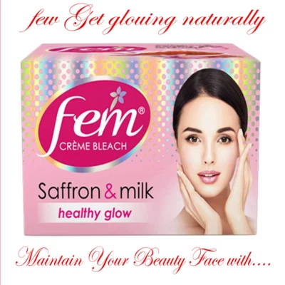 Fem - Saffron  & Milk Healthy Glow Bleach Cream size -  24 gm - Image 1 of 4