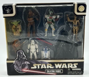 Disney Parks Star Wars Collectible Figures Set Yoda Vader Boba R2 C3PO RETIRED - Picture 1 of 8