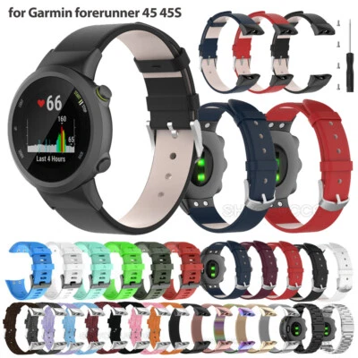 Für Garmin Forerunner 45/45S Leder Edelstahl Nylon Silikon Armband Ersatzband - Bild 1 von 3