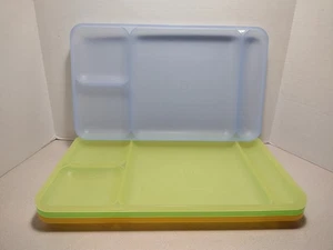 Vtg Set of 4 Tupperware 1535 Divided Food/ Lunch Trays 15”x9” Pastel Colors - Picture 1 of 16