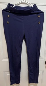 New Womens Navy Blue Sailor Style Pull On Pants Small - Picture 1 of 2