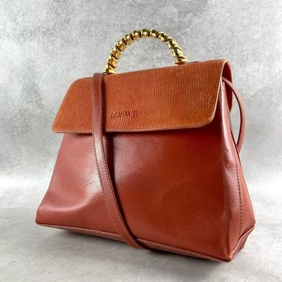 Loewe Velasquez Women's Shoulder Bag Handbag 2way Leather Orange Brown Vintage - Image 1 of 4