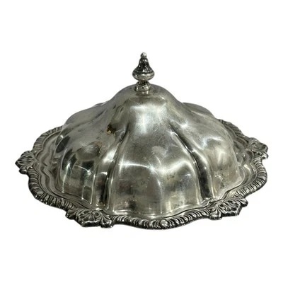 Plato de mantequilla redondo de latón vintage Viking Plate E.P   Foto 1 de 4