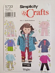 18 1/2" Doll Clothing Simplicity 5733 Sewing Craft Pattern UC Robe Coat Denim - Picture 1 of 13