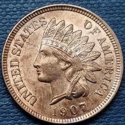 1907 Indian Head Cent 1c High Grade UNC UNCIRCULATED Toned #97092 - Image 1 of 2