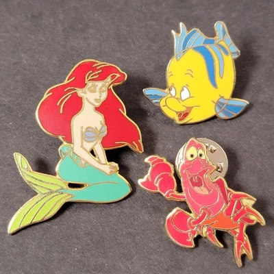 Prendedores comerciales vintage de Disney Sirenita Princesa Ariel Platija Sebastian PA Foto 1 de 2