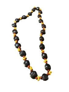 Boho Tribal Marokkanische Berber Halskette aus Fidschi Tanga Samen Gemüse Elfenbein Muscheln - Bild 1 von 8