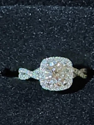 Anillo de compromiso de diamantes - talla 7 - oro blanco de 14 quilates - creado en laboratorio  Foto 1 de 4