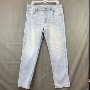 Pantalones de mezclilla para hombre American Eagle AirFlex+ 36x34 azul claro calce diseño de 5 bolsillos ajustados - Imagen 1 de 9