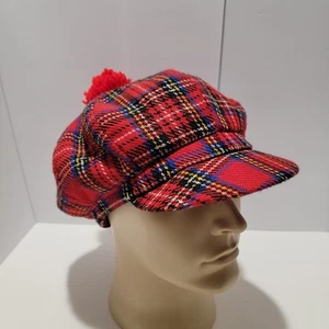 De colección Tartán Newsboy Gorra Cabbie Ivy Ascot Sombrero a Cuadros Mezcla de Lana Rojo - Imagen 1 de 6