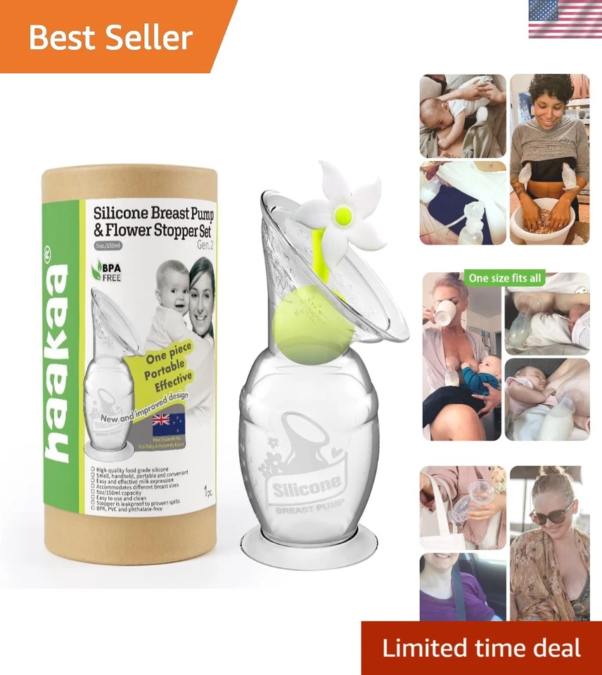 Extractor de leche manual ecológico - silicona ligera de 5 oz con base de succión Foto 1 de 4