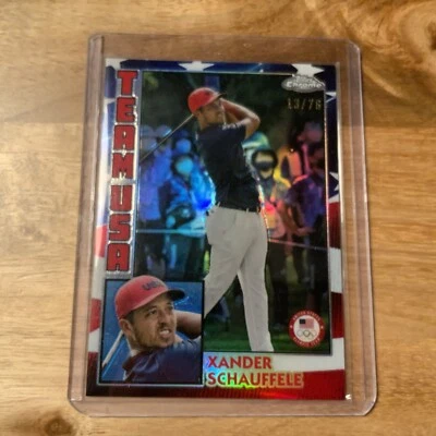 2024 Topps Chrome US Olympic Xander Schauffele US Flag #/76 1984 84T-2 - Image 1 of 4