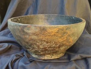 Primitive Hand Carved Burl Bowl 7" x 15" With Handles - Picture 1 of 20