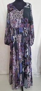 Kaleidoscope Ladies Black Paisley Print Cold Shoulder Maxi Dress Size 14 BNWT - Picture 1 of 10